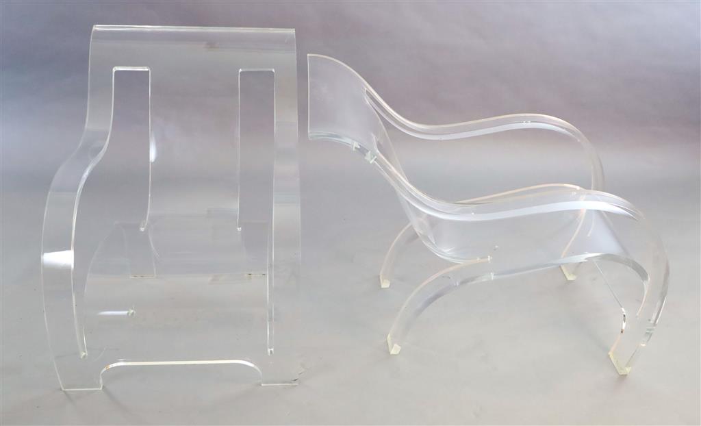 Gerald Summers design. A pair of Perspex armchairs, c.1970, W.2ft D.3ft 1in. H.2ft 4in.